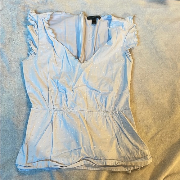 J. Crew Light Blue Cinched Waist Flutter Sleeve Textured Blouse - Picture 1 of 7